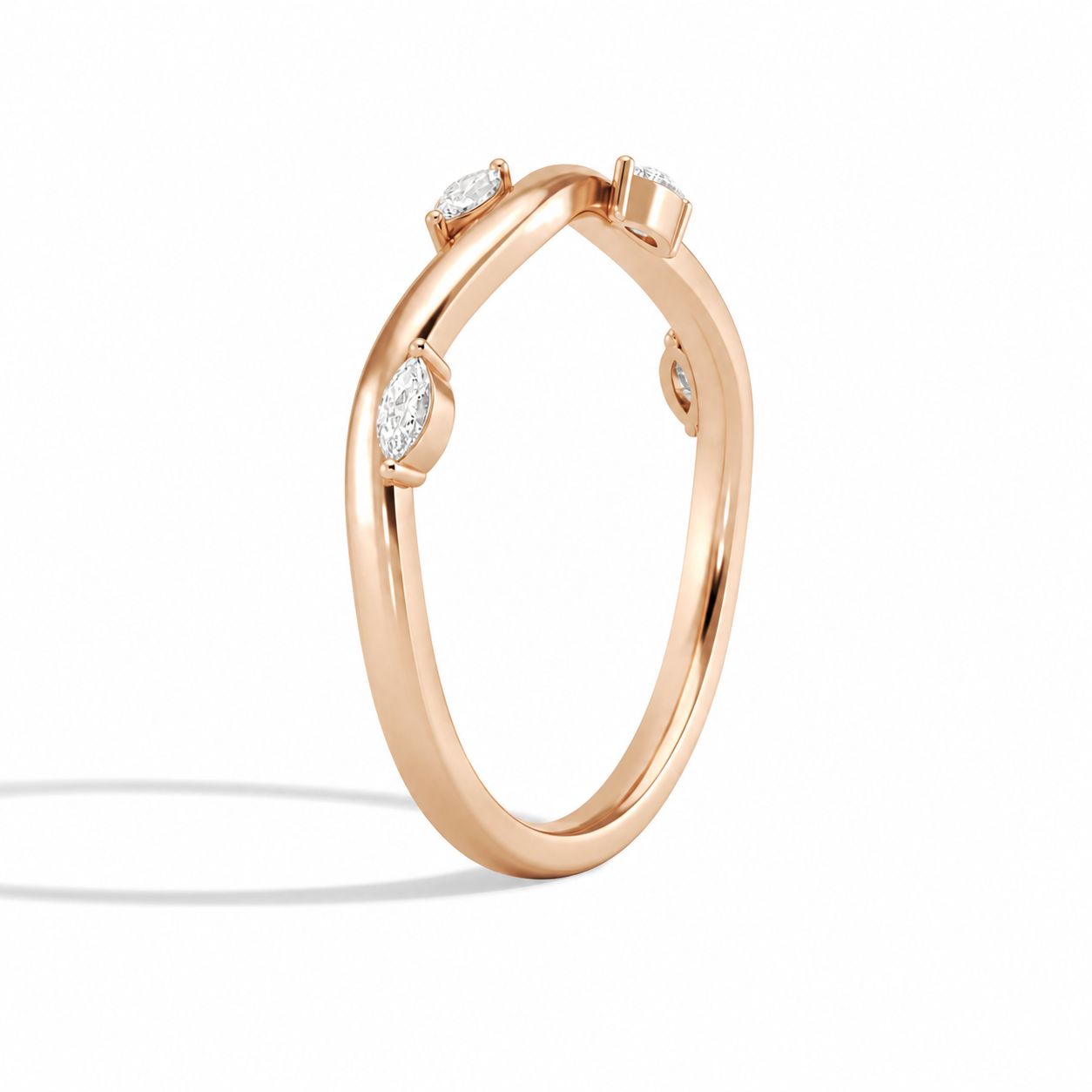 Brielle Stackable Wave Stacking Diamond Ring in 14K Rose Gold second product view