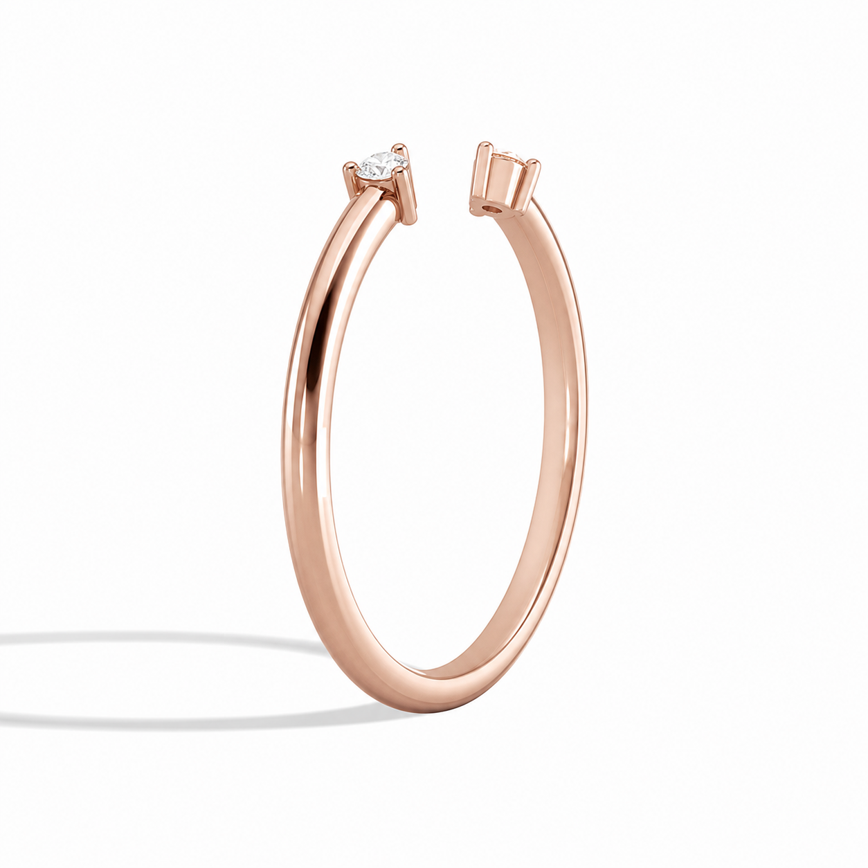 Valen Toi Et Moi Three Prong Duo Solitaire Open Diamond Ring in 14K Rose Gold second product view