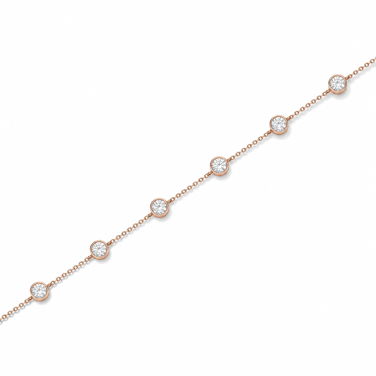 Noelle Brilliant Bezel Station Diamond Bracelet in 14K Rose Gold second product view