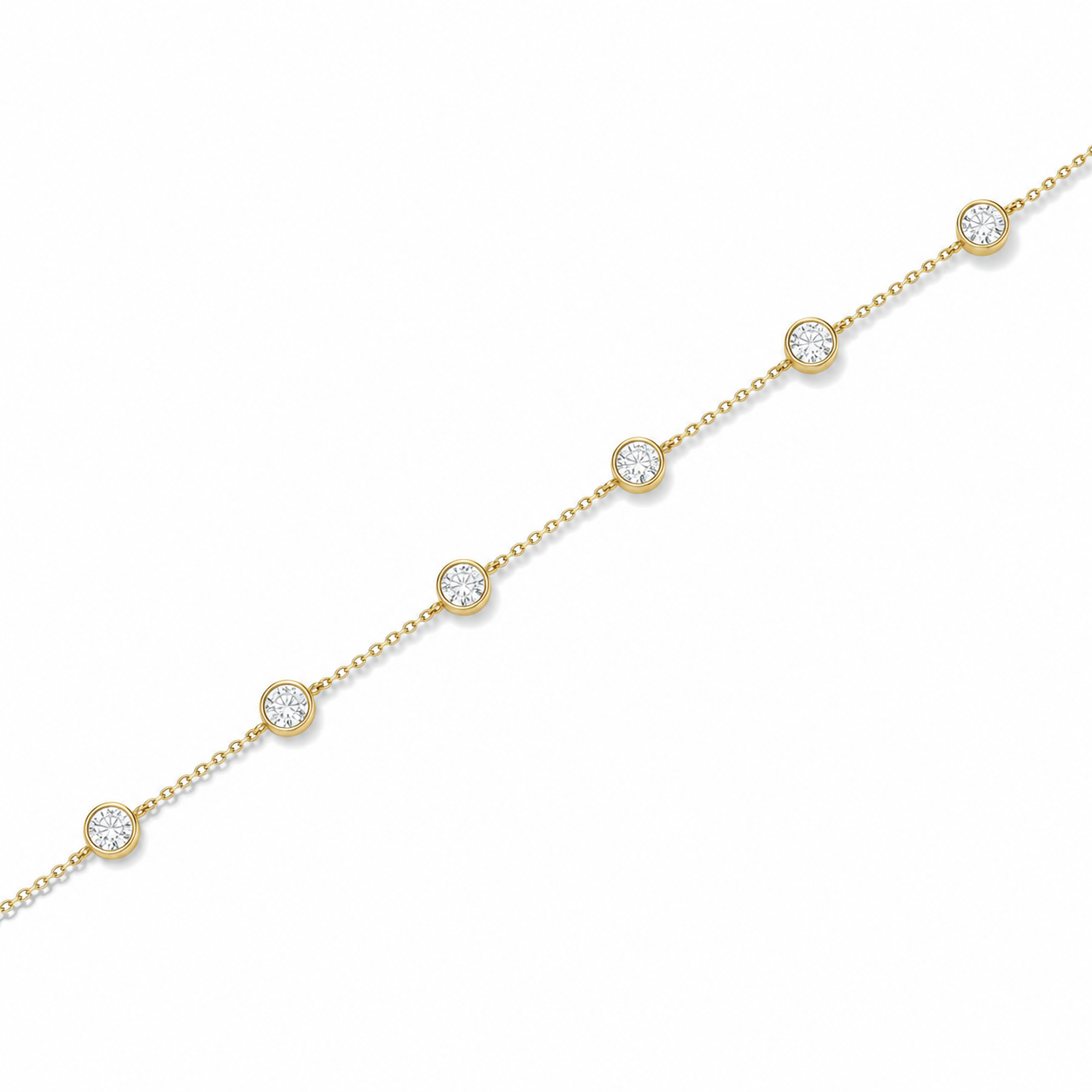 Noelle Brilliant Bezel Station Diamond Bracelet in 18K Yellow Gold second product view