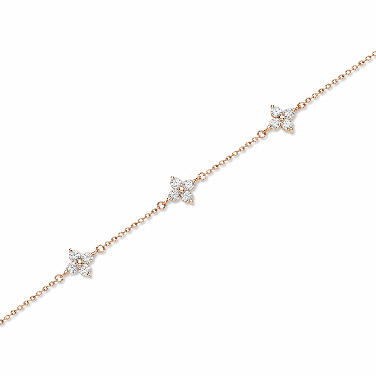 Mirabel Fleur Multi Station Charm Diamond Bracelet in 14K Rose Gold second product view
