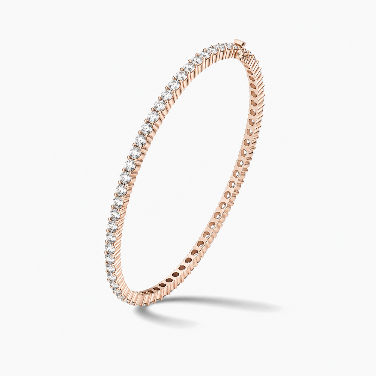 Astraea Brilliant Eternity Diamond Bangle Bracelet in 14K Rose Gold second product view
