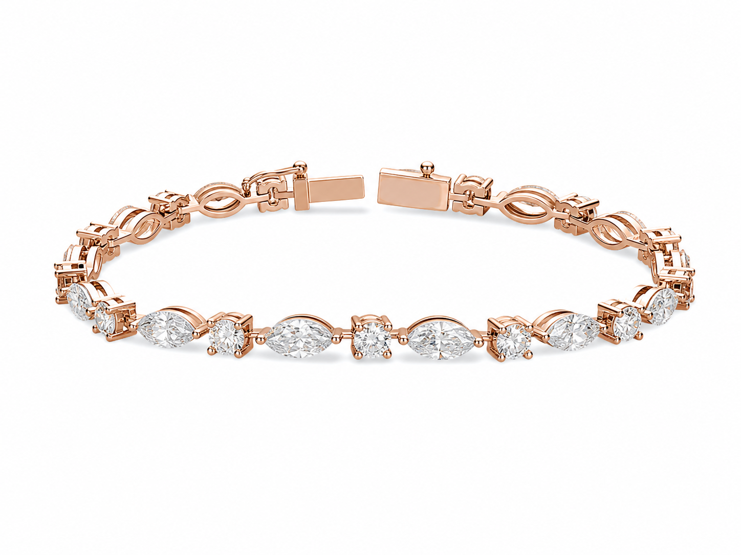 Aurelia Multi Shape Diamond Tennis Bracelet in 14K Rose Gold second product view
