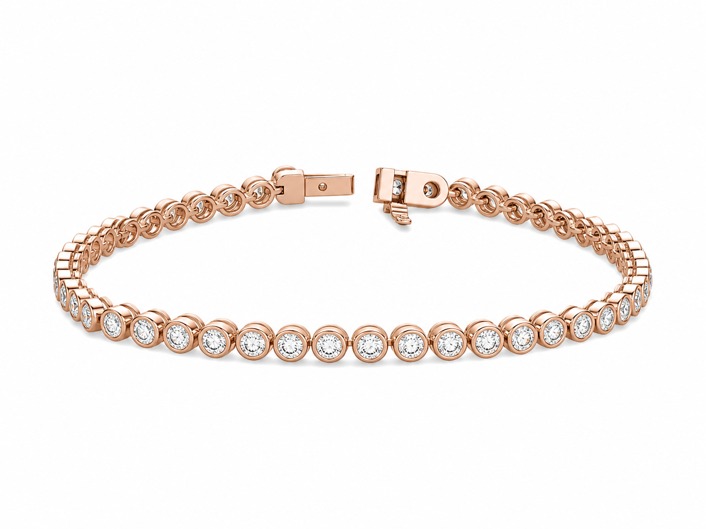 Faye Brilliant Bezel Diamond Tennis Bracelet in 14K Rose Gold second product view