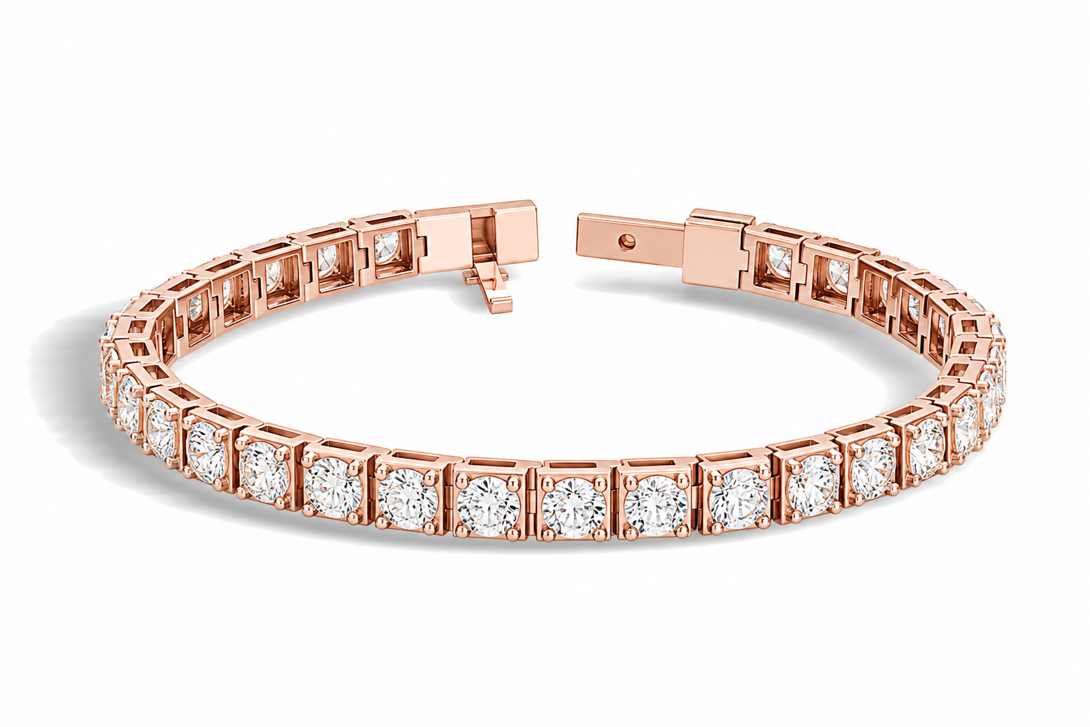 Paloma Brilliant Box Link Diamond Tennis Bracelet in 14K Rose Gold second product view