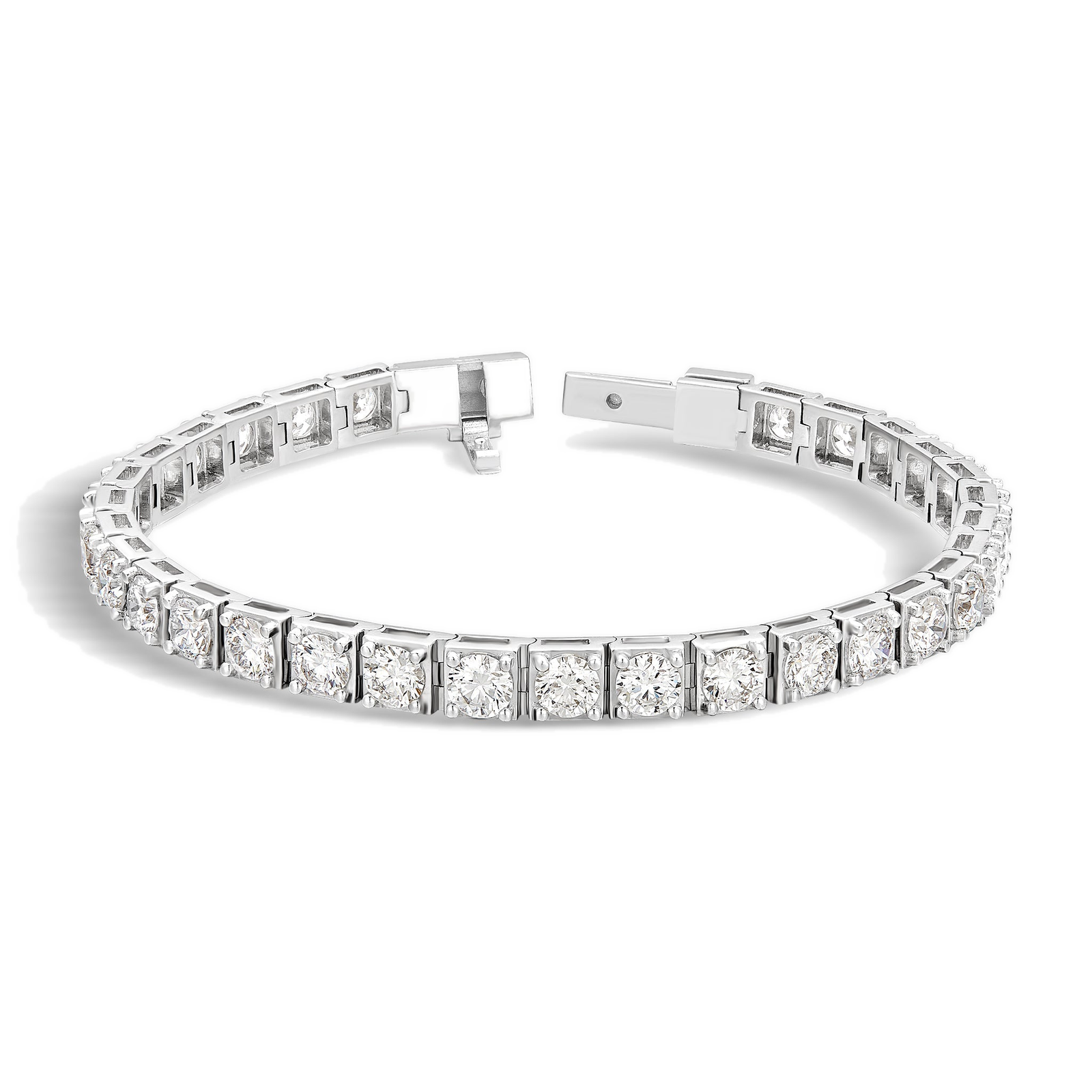 Paloma Brilliant Box Link Diamond Tennis Bracelet in 18K White Gold second product view