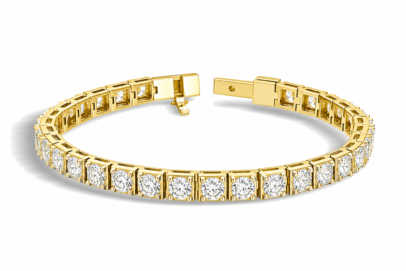 Paloma Brilliant Box Link Diamond Tennis Bracelet in 14K Yellow Gold second product view