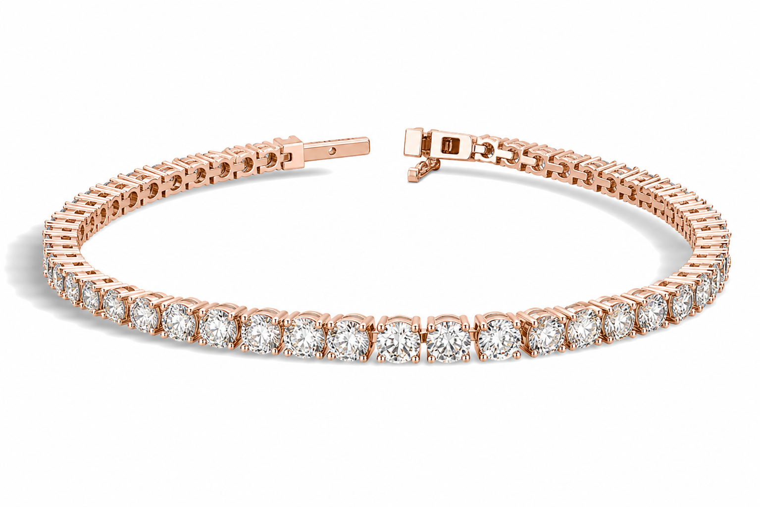 Soleia Four-Prong Brilliant Diamond Tennis Bracelet in 14K Rose Gold second product view