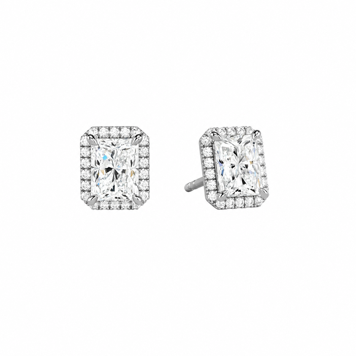 Seren Radiant Halo Lab-Grown Diamond Stud Earrings in Platinum, front view