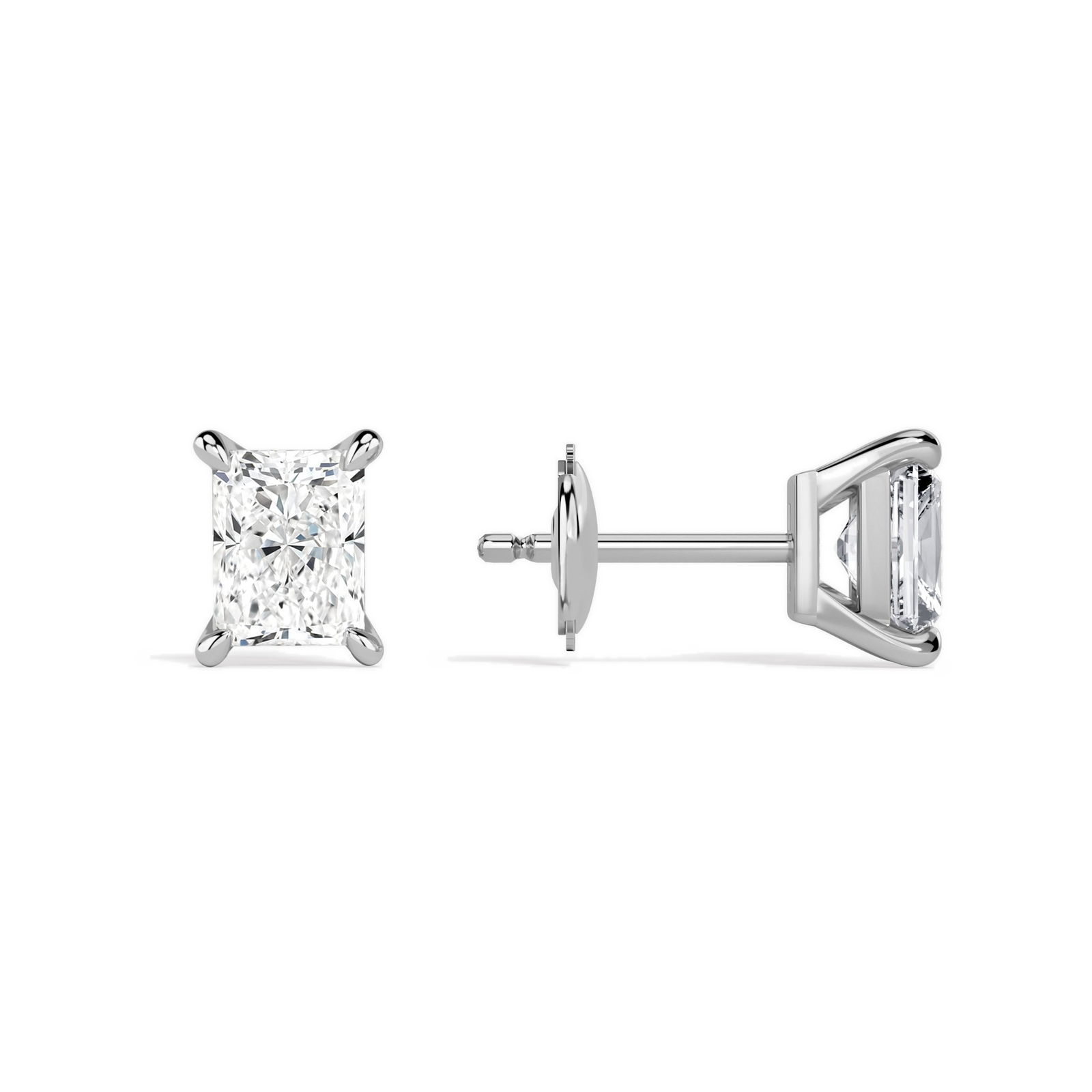 Eira Radiant Solitaire 4-Prong Diamond Stud Earrings in Platinum second product view