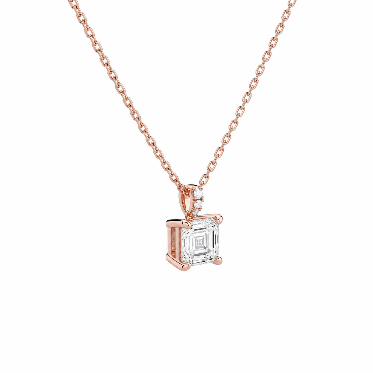Maeva Asscher Accented Bail Diamond Pendant Necklace in 14K Rose Gold second product view