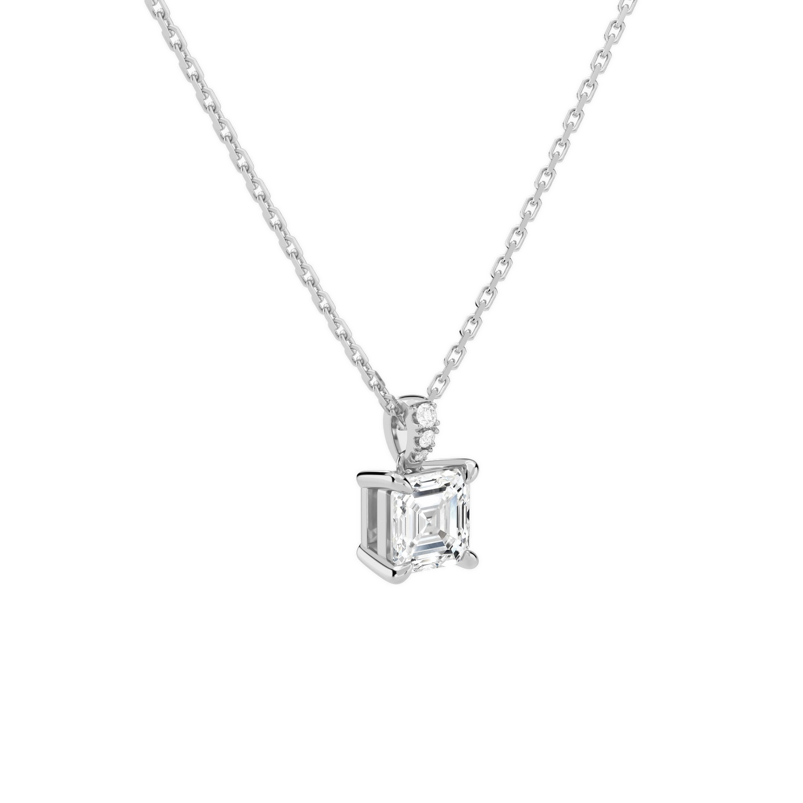 Maeva Asscher Accented Bail Diamond Pendant Necklace in Platinum second product view