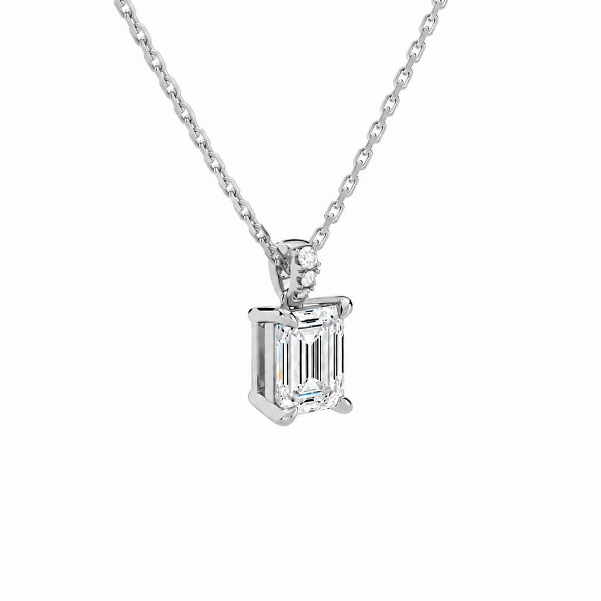 Maeva Emerald Accented Bail Lab-Grown Diamond Pendant Necklace in Platinum, alternate product view