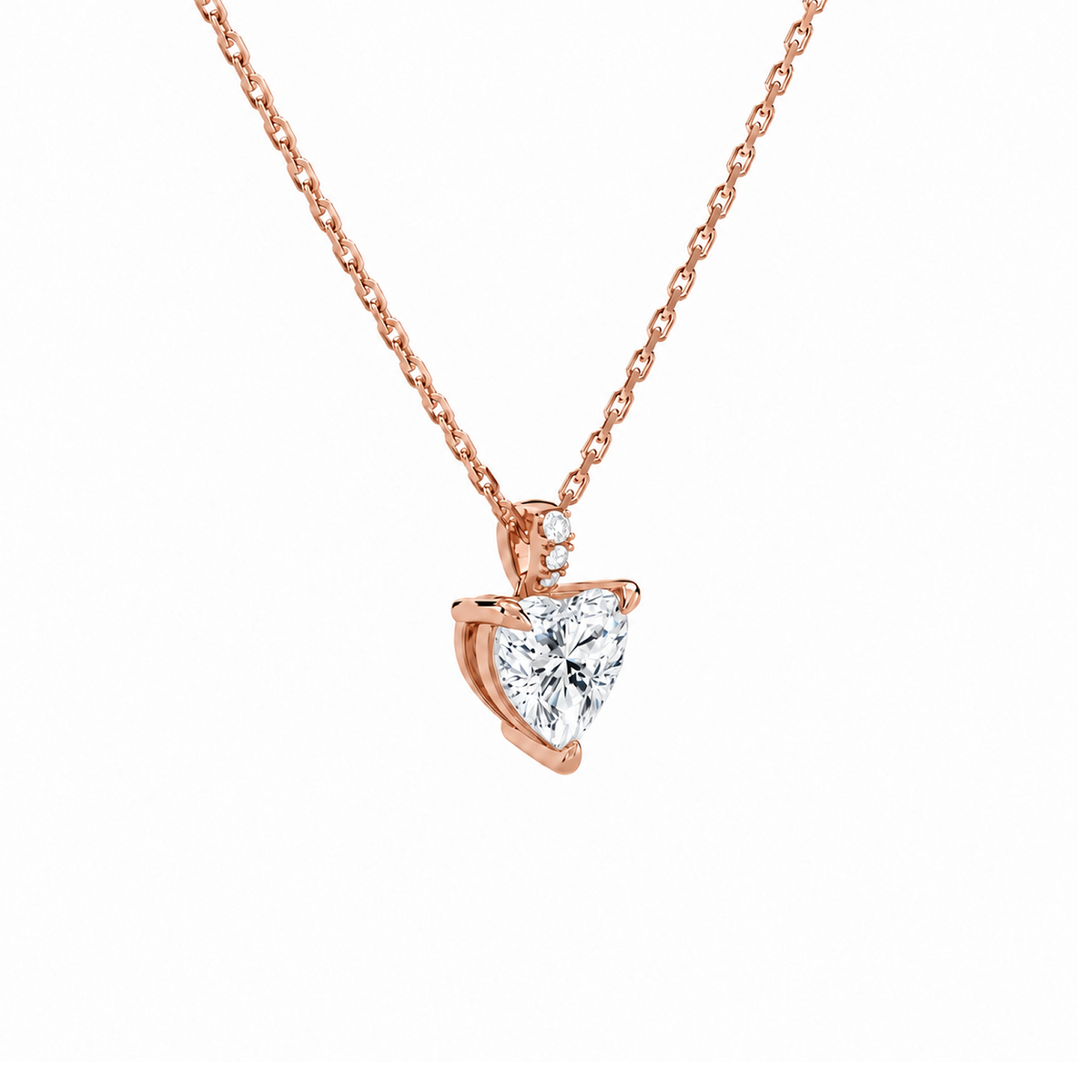 Maeva Heart Accented Bail Lab-Grown Diamond Pendant Necklace in 14K Rose Gold, alternate product view