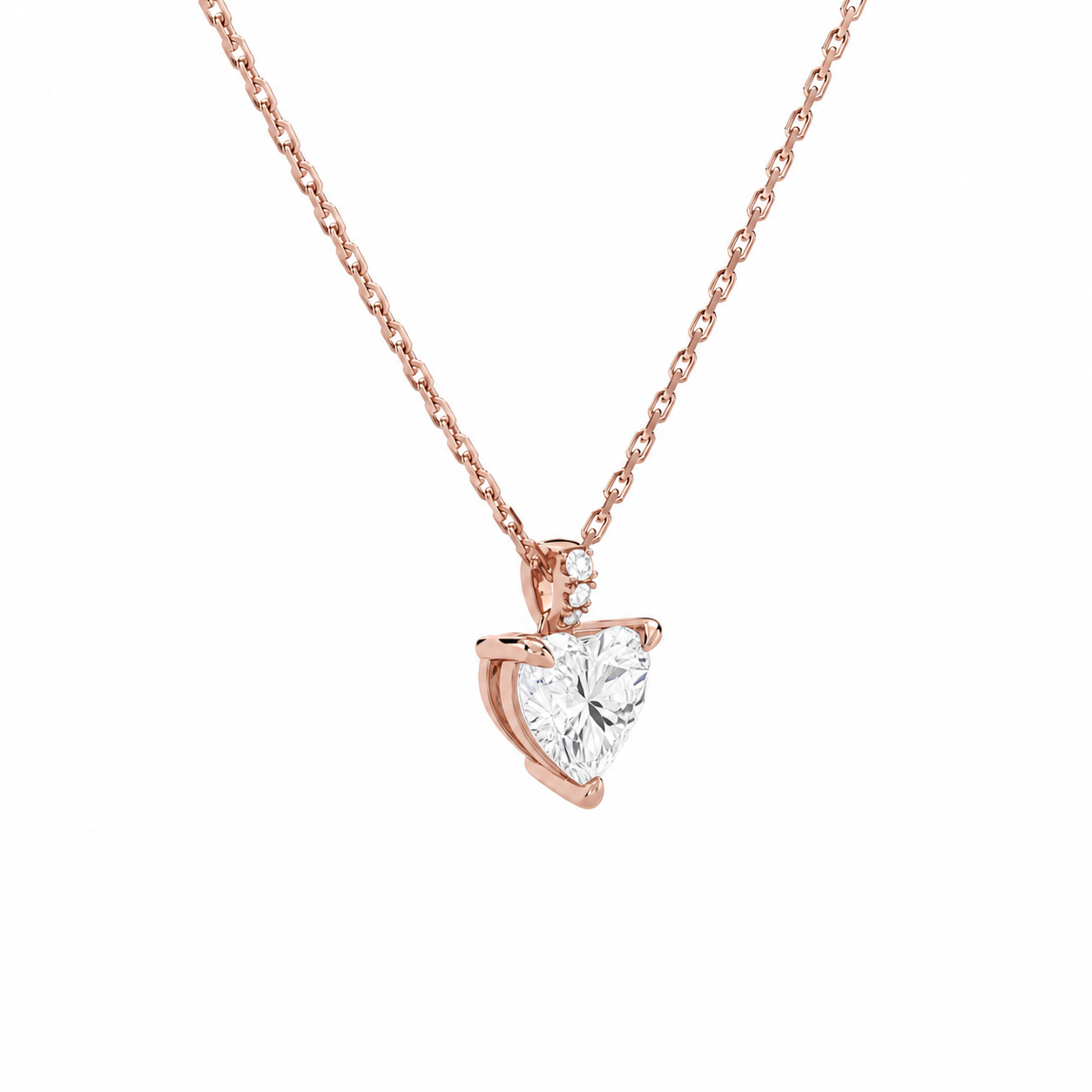 Maeva Heart Accented Bail Diamond Pendant Necklace in 14K Rose Gold second product view