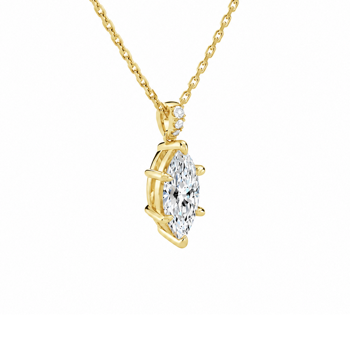 Maeva Marquise Accented Bail Lab-Grown Diamond Pendant Necklace in 18K Yellow Gold, alternate product view