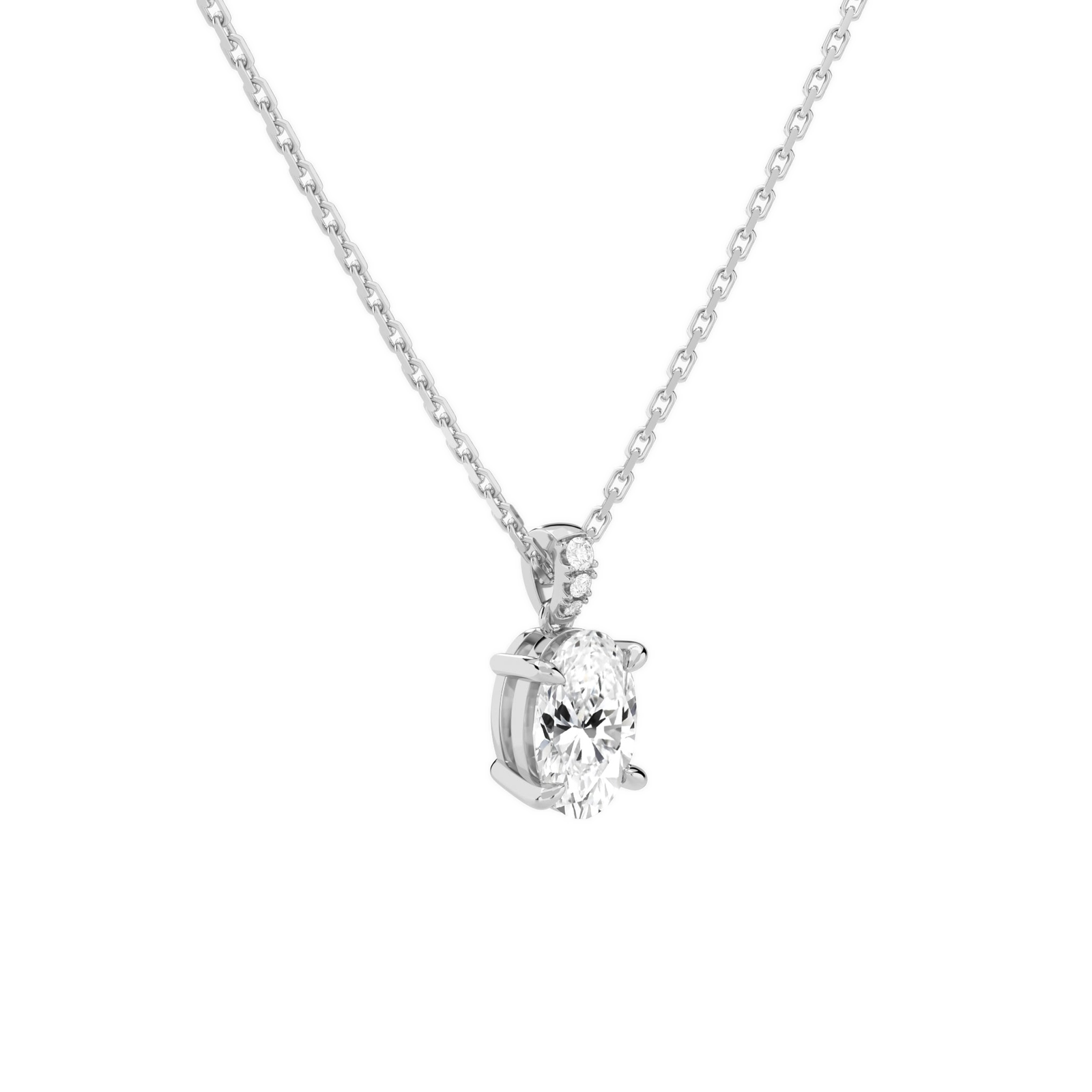 Maeva Oval Accented Bail Diamond Pendant Necklace in Platinum second product view
