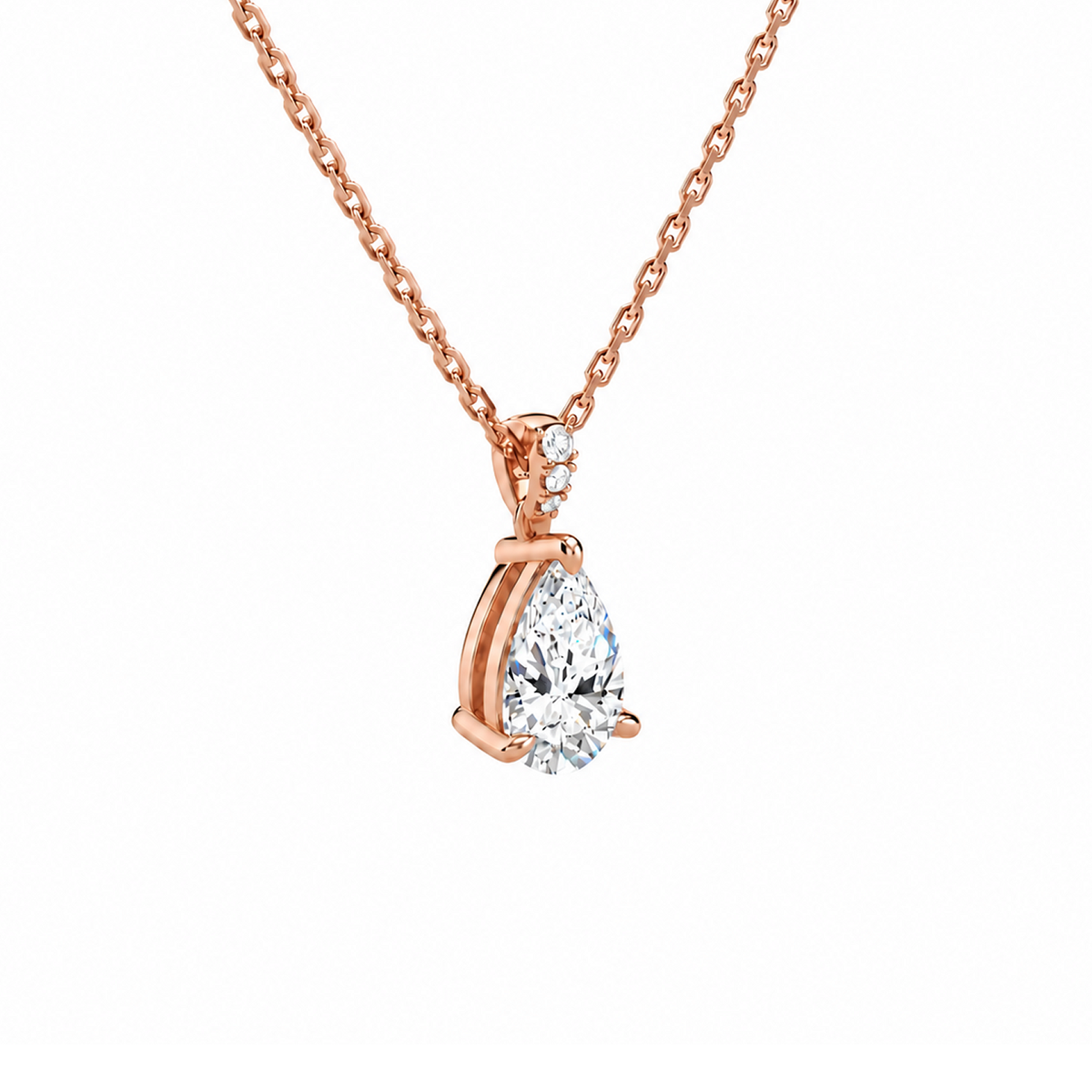 Maeva Pear Accented Bail Lab-Grown Diamond Pendant Necklace in 14K Rose Gold, alternate product view