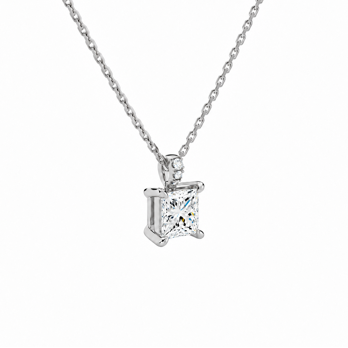Maeva Princess Accented Bail Lab-Grown Diamond Pendant Necklace in Platinum, alternate product view