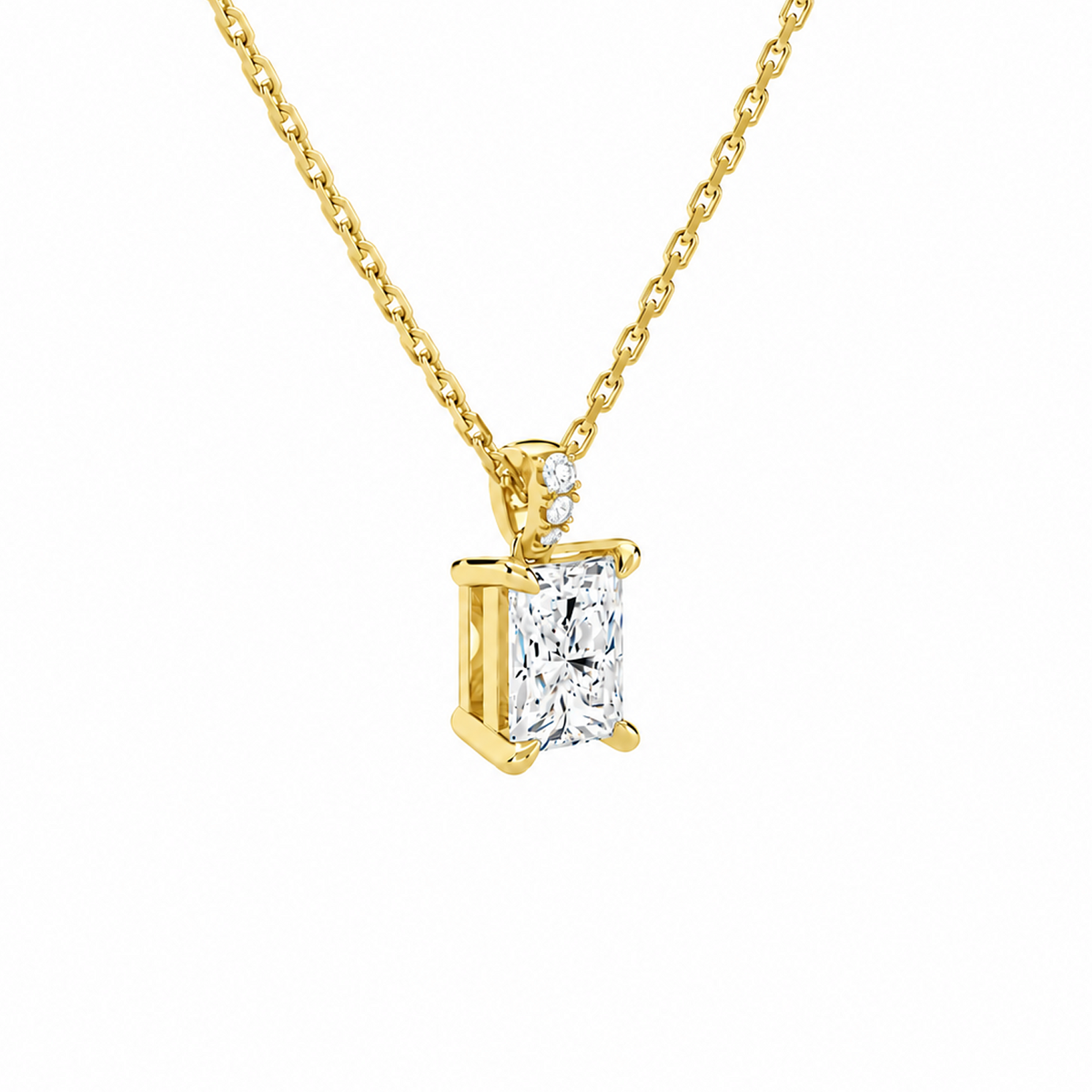 Maeva Radiant Accented Bail Lab-Grown Diamond Pendant Necklace in 18K Yellow Gold, alternate product view