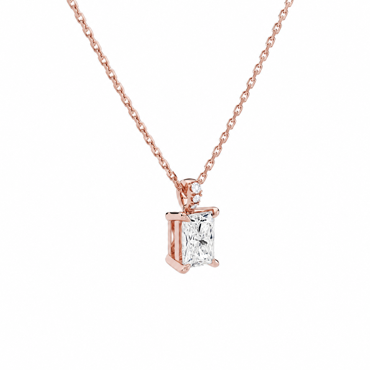Maeva Radiant Accented Bail Diamond Pendant Necklace in 14K Rose Gold second product view