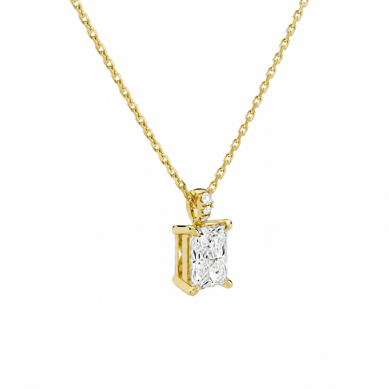 Maeva Radiant Accented Bail Diamond Pendant Necklace in 18K Yellow Gold second product view