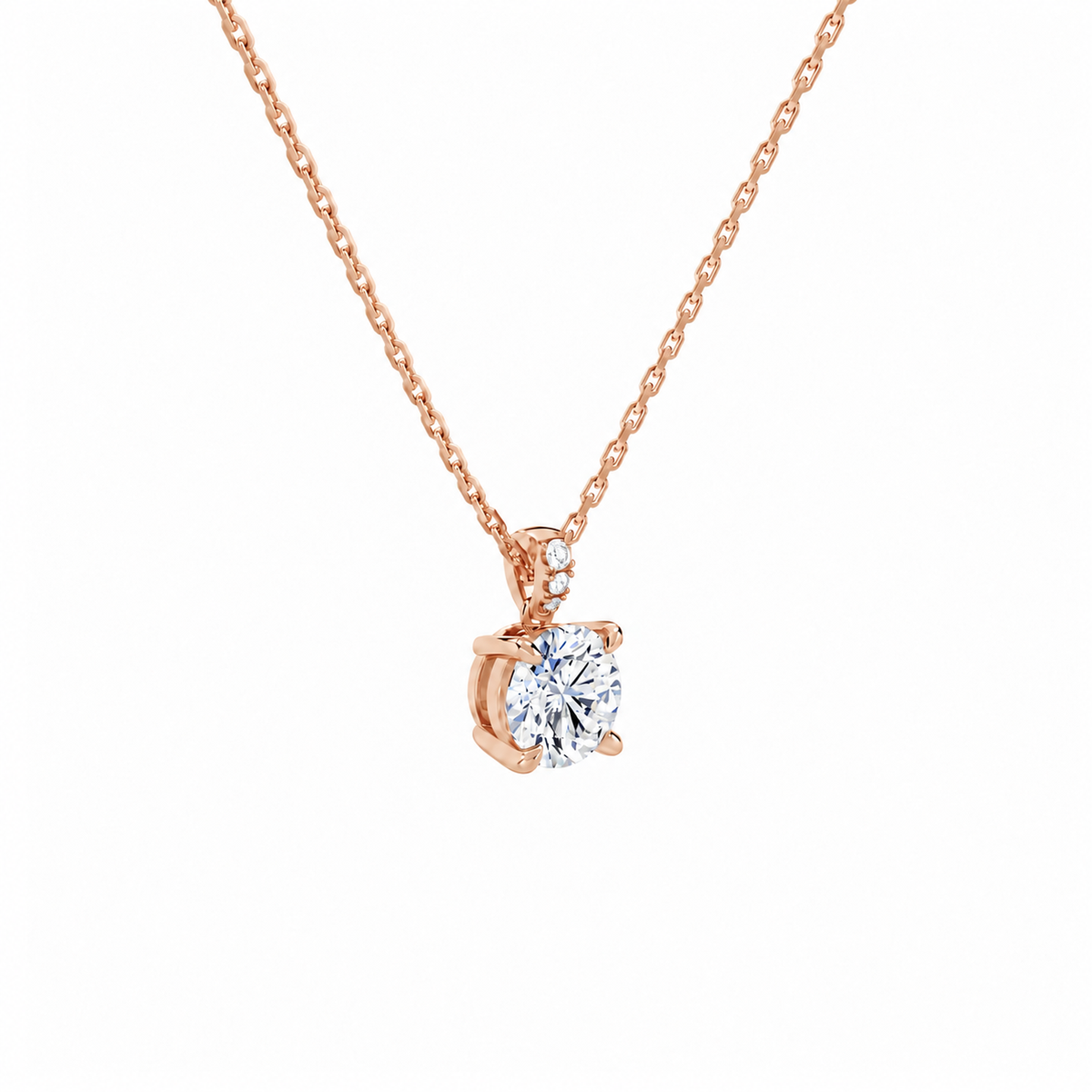 Maeva Round Accented Bail Lab-Grown Diamond Pendant Necklace in 14K Rose Gold, alternate product view