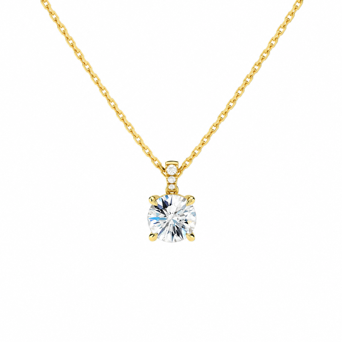 Maeva Round Accented Bail Lab-Grown Diamond Pendant Necklace in 18K Yellow Gold, front view