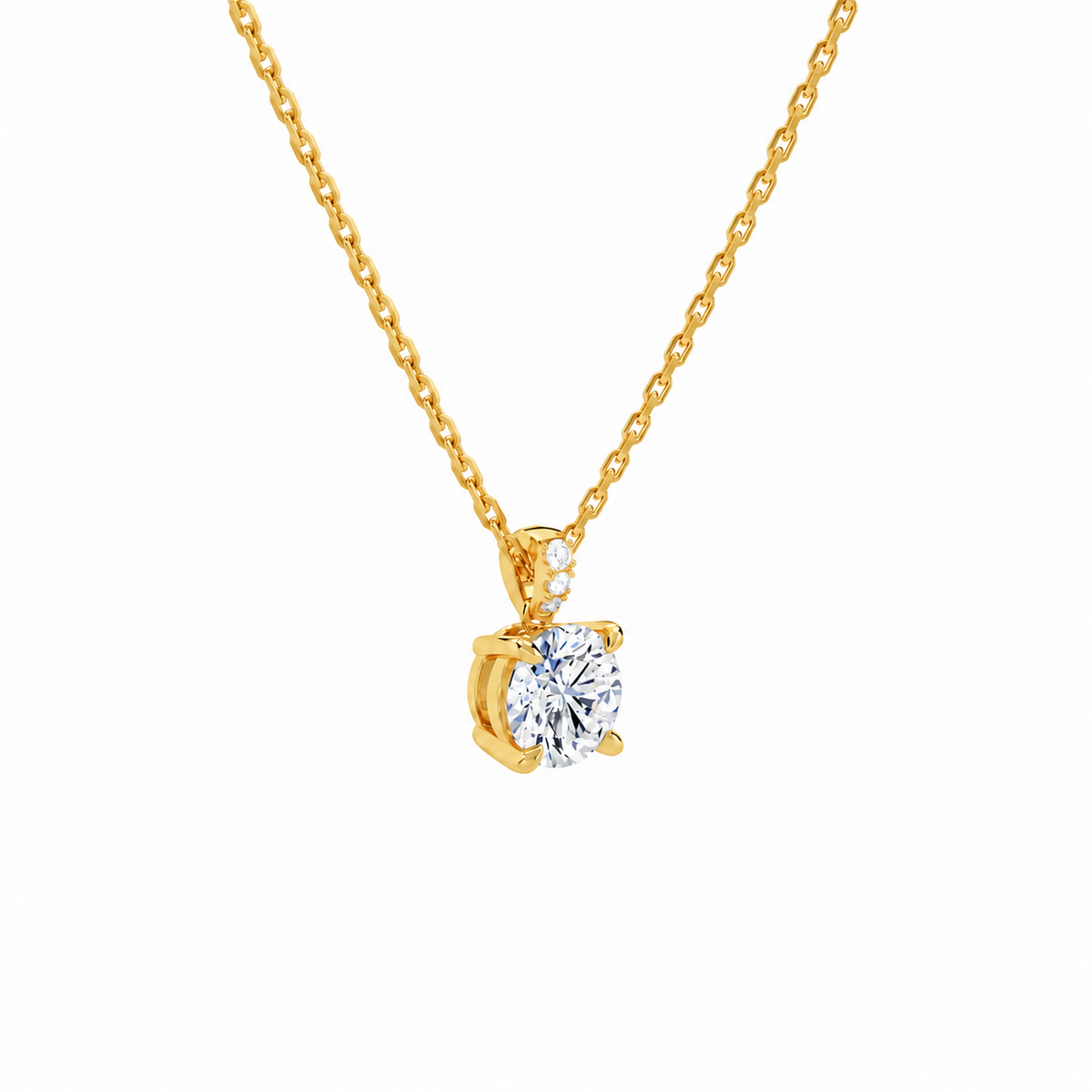 Maeva Round Accented Bail Lab-Grown Diamond Pendant Necklace in 18K Yellow Gold, alternate product view