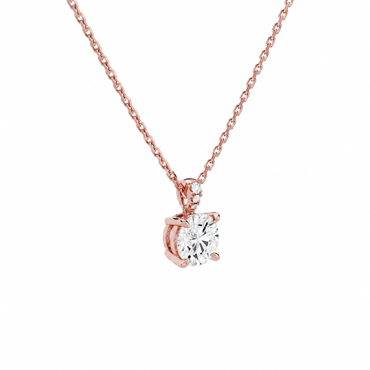 Maeva Round Accented Bail Diamond Pendant Necklace in 14K Rose Gold second product view