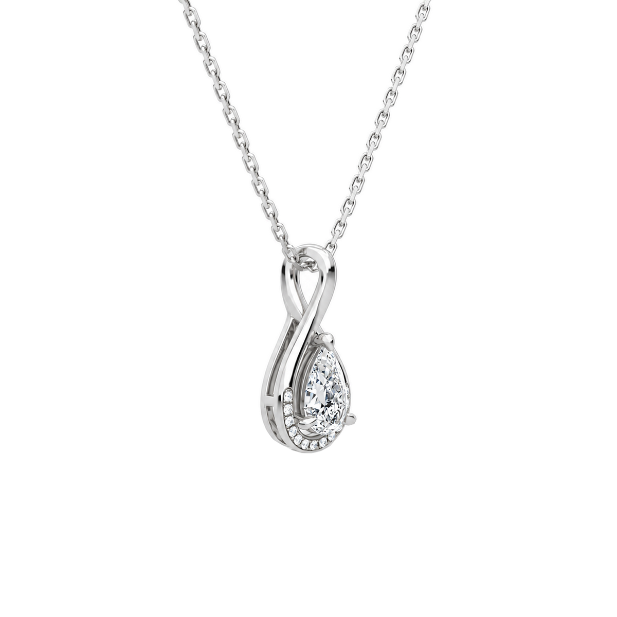 Nelle Pear Accented Twist Lab-Grown Diamond Pendant Necklace in Platinum, alternate product view