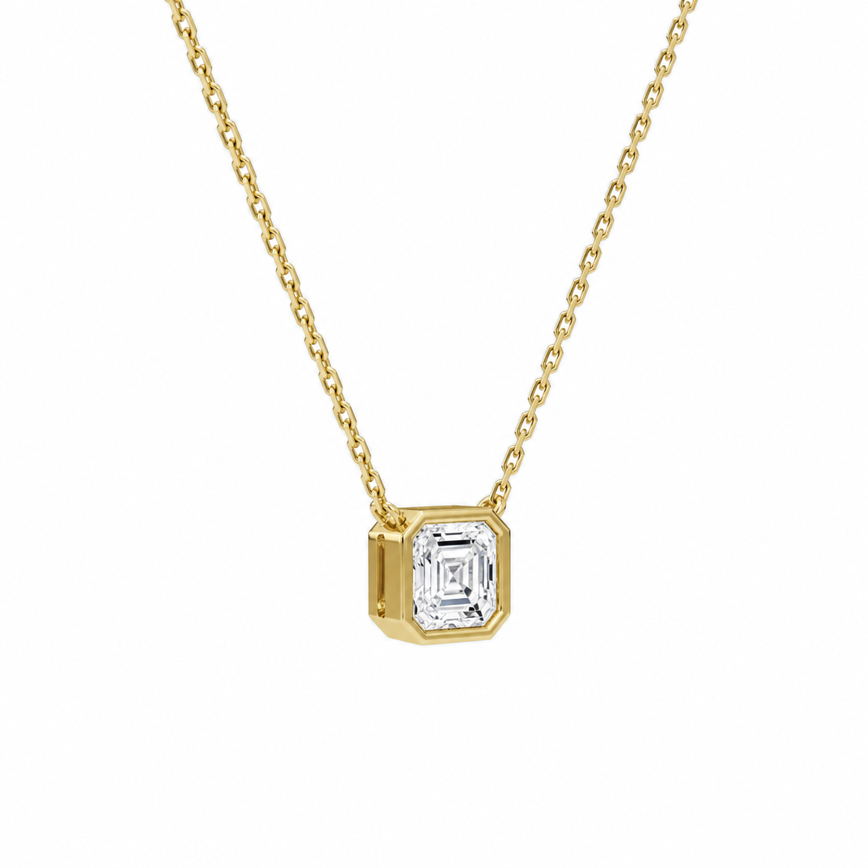 Sienna Asscher Bezel Solitaire Diamond Necklace in 14K Yellow Gold second product view