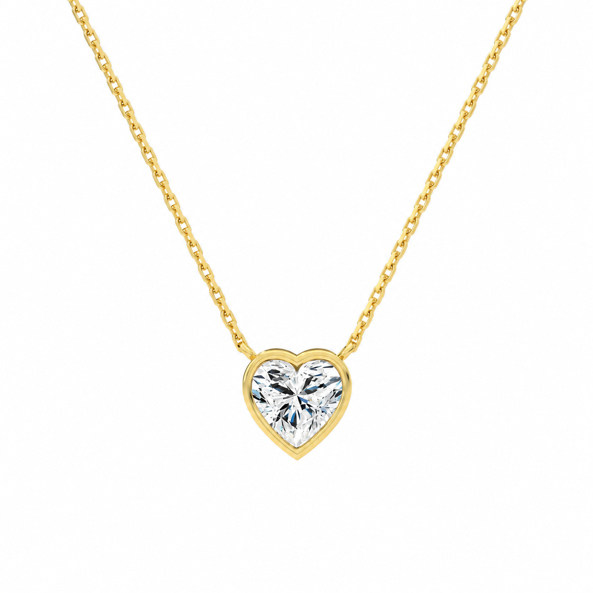 Sienna Heart Bezel Solitaire Lab-Grown Diamond Necklace in 18K Yellow Gold, front view