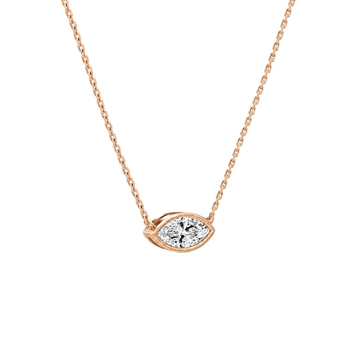 Sienna Marquise Bezel Solitaire Lab-Grown Diamond Necklace in 14K Rose Gold, alternate product view