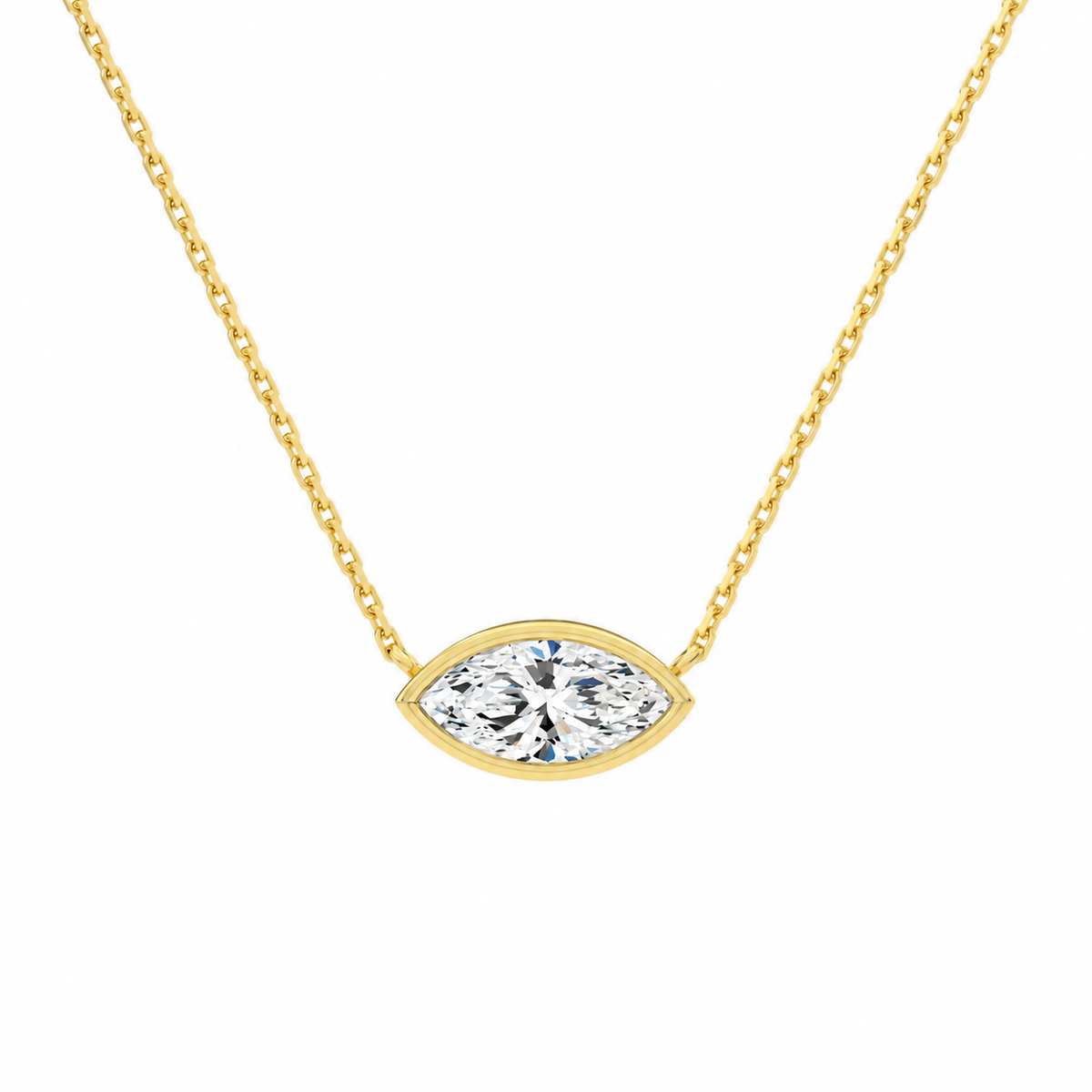 Sienna Marquise Bezel Solitaire Lab-Grown Diamond Necklace in 14K Yellow Gold, front view
