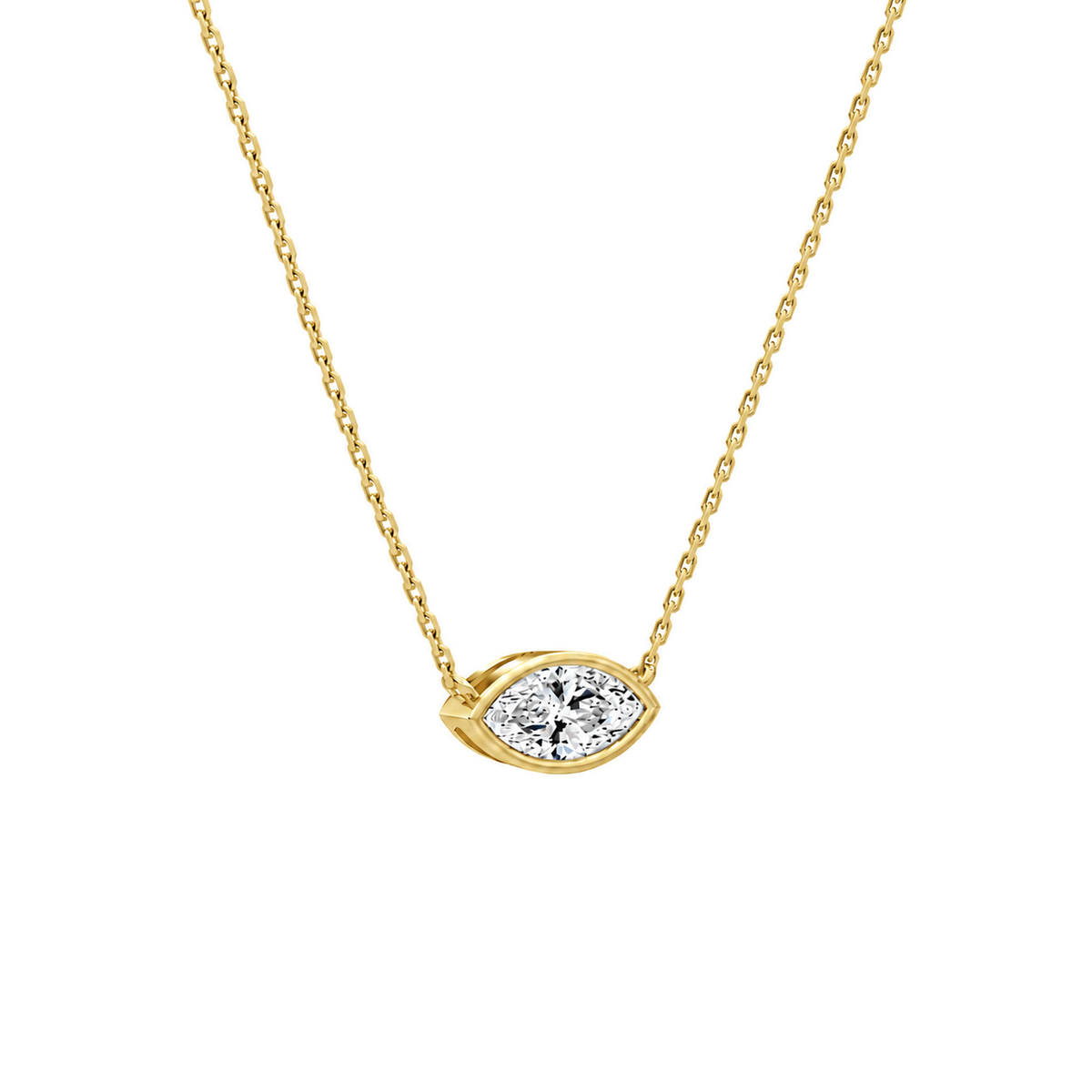 Sienna Marquise Bezel Solitaire Lab-Grown Diamond Necklace in 18K Yellow Gold, alternate product view