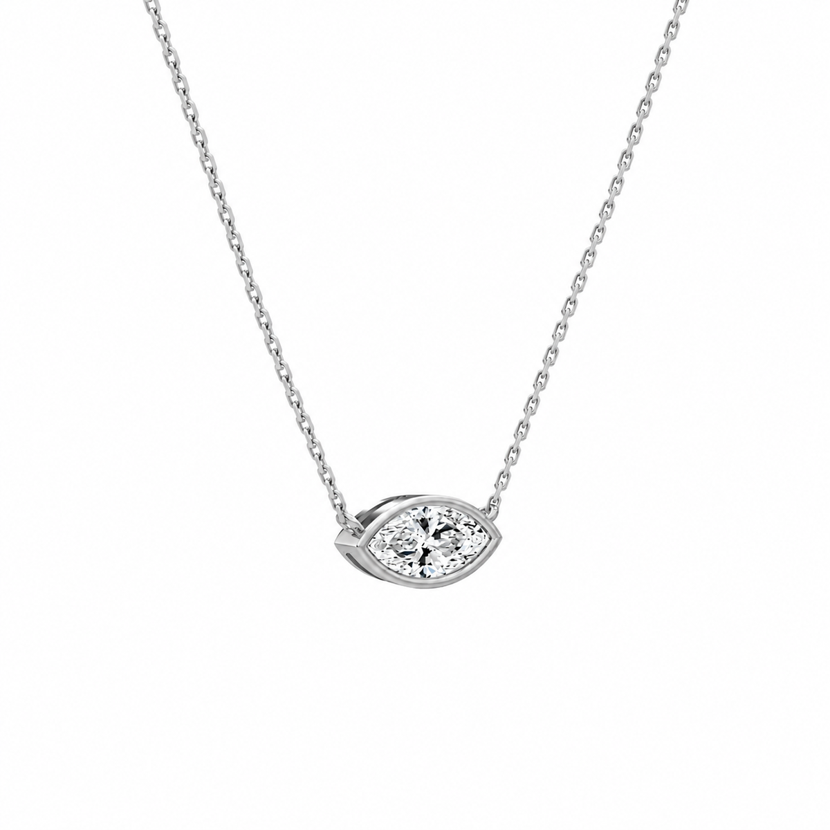 Sienna Marquise Bezel Solitaire Lab-Grown Diamond Necklace in Platinum, alternate product view