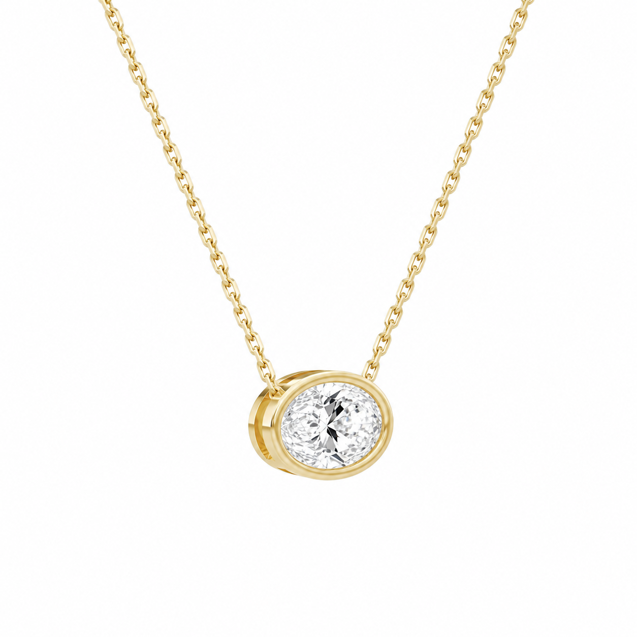 Sienna Oval Bezel Solitaire Diamond Necklace in 14K Yellow Gold second product view