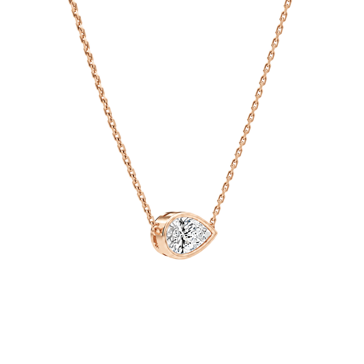 Sienna Pear Bezel Solitaire Lab-Grown Diamond Necklace in 14K Rose Gold, alternate product view
