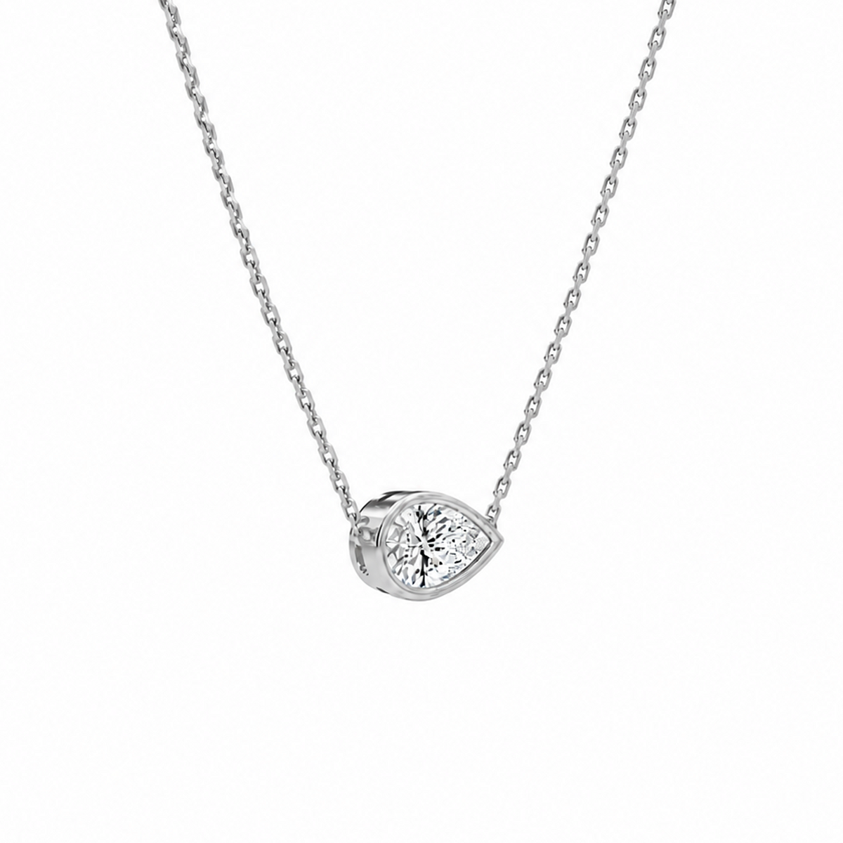 Sienna Pear Bezel Solitaire Lab-Grown Diamond Necklace in 18K White Gold, alternate product view
