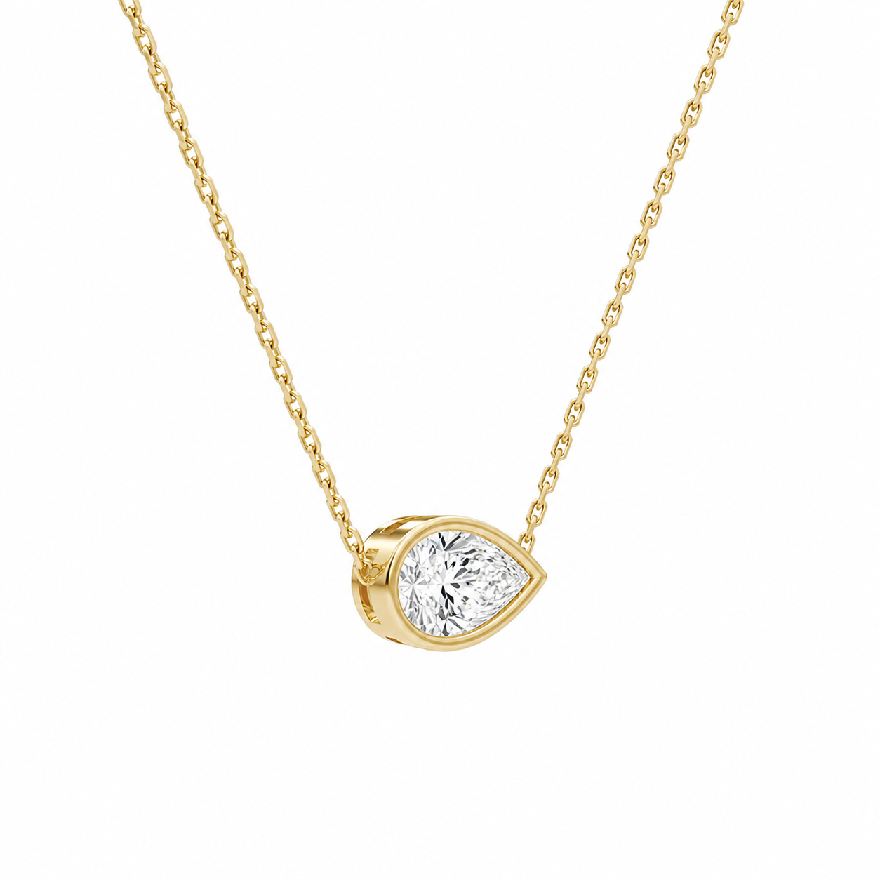 Sienna Pear Bezel Solitaire Diamond Necklace in 14K Yellow Gold second product view