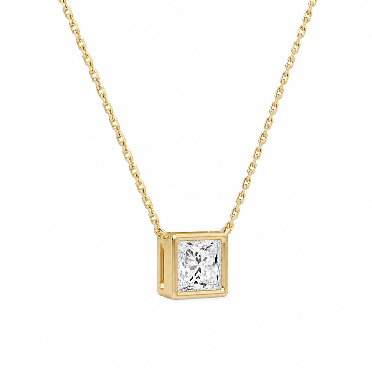 Sienna Princess Bezel Solitaire Diamond Necklace in 18K Yellow Gold second product view