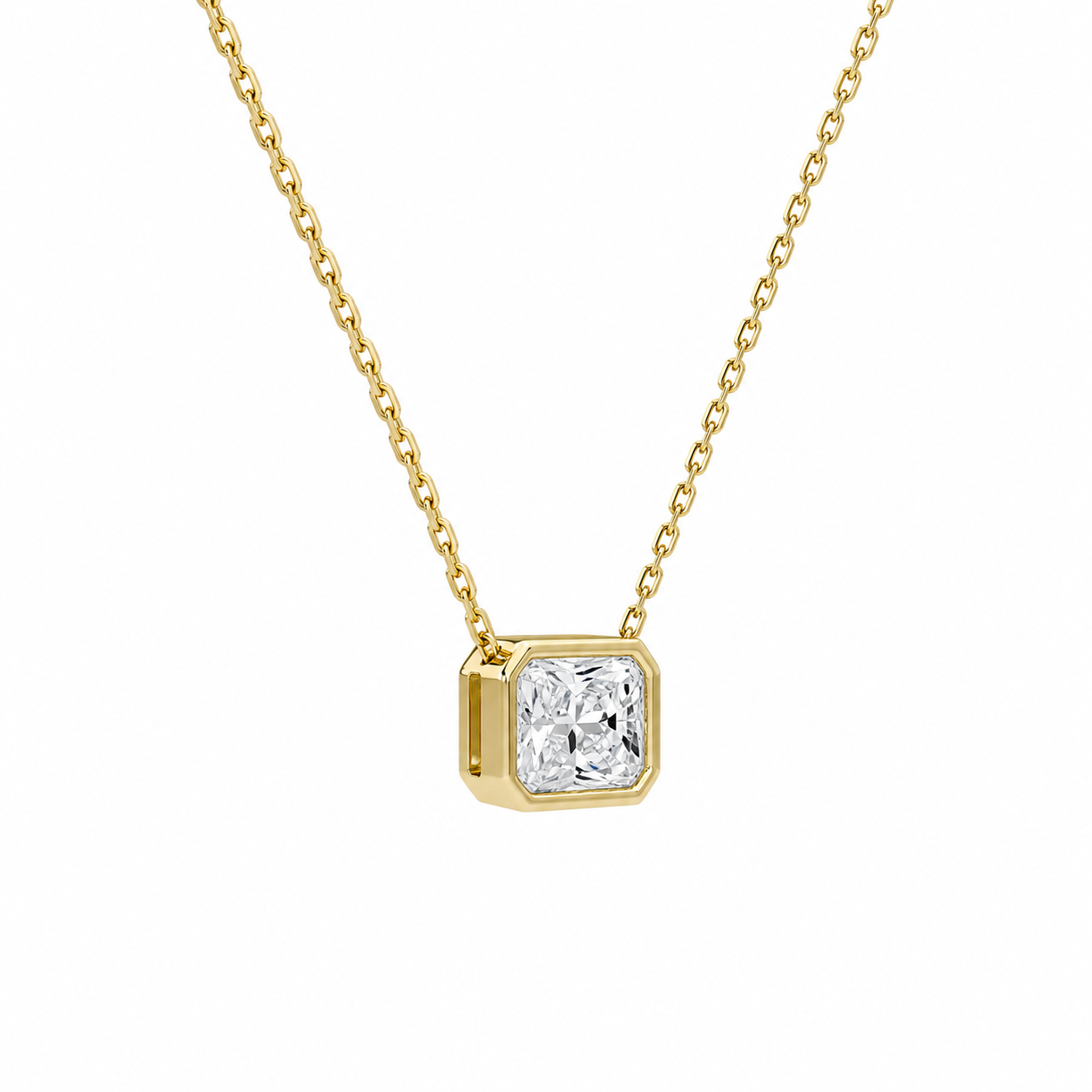 Sienna Radiant Bezel Solitaire Diamond Necklace in 18K Yellow Gold second product view