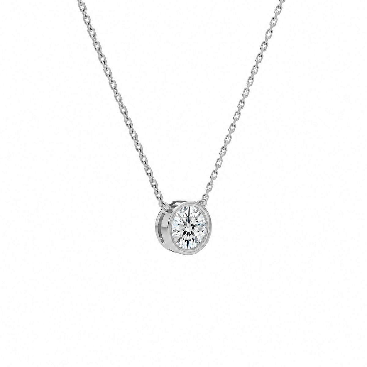 Sienna Round Bezel Solitaire Lab-Grown Diamond Necklace in Platinum, alternate product view