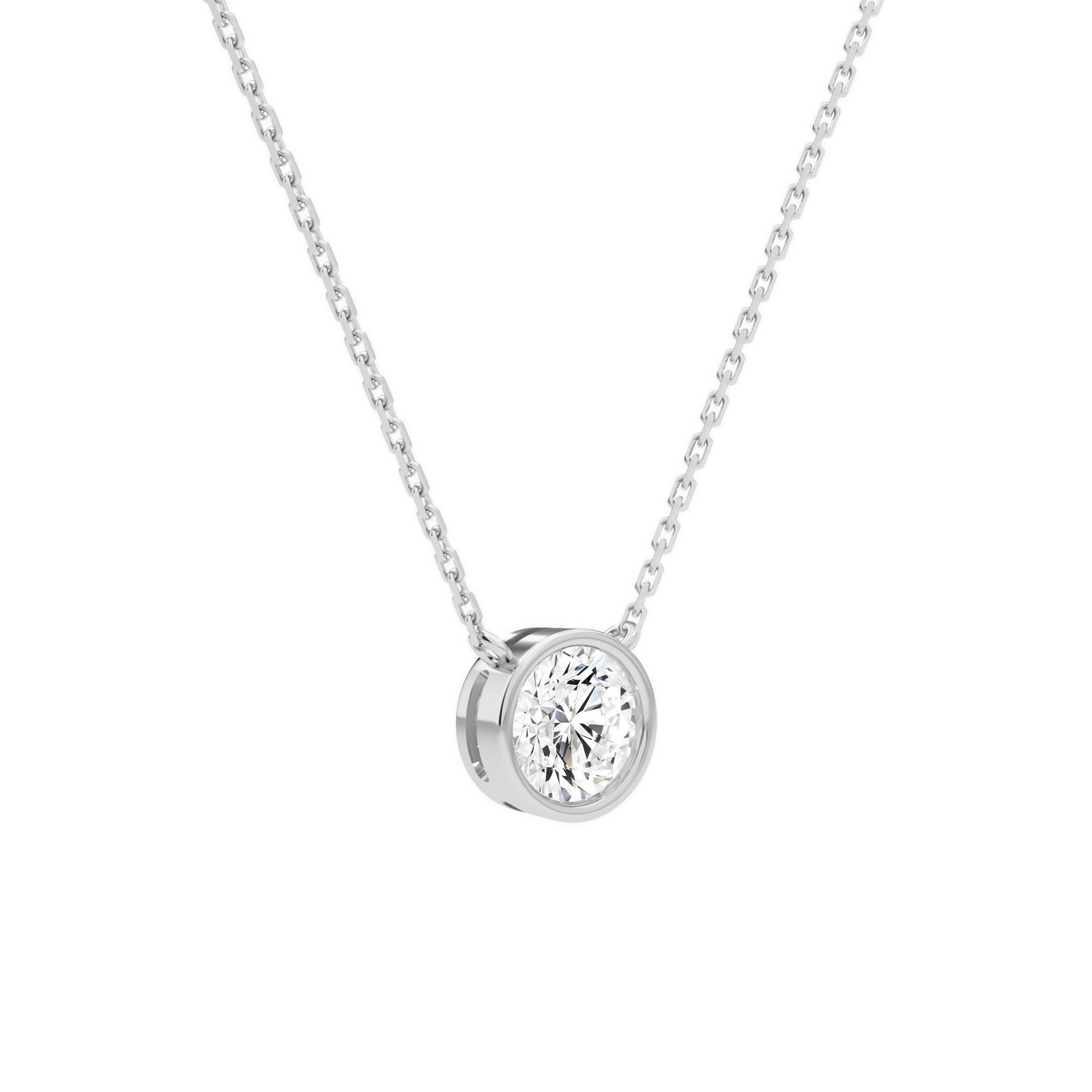 Sienna Round Bezel Solitaire Diamond Necklace in 18K White Gold second product view
