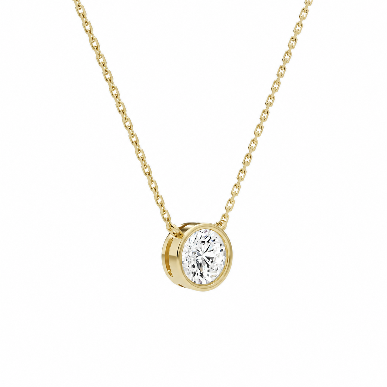 Sienna Round Bezel Solitaire Diamond Necklace in 18K Yellow Gold second product view