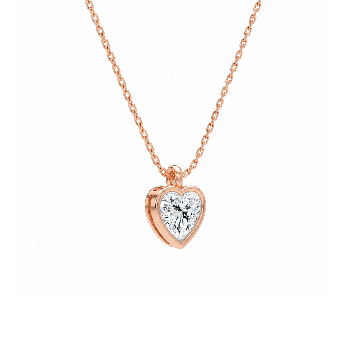 Stellaire Heart Bezel Solitaire Lab-Grown Diamond Pendant Necklace in 14K Rose Gold, alternate product view
