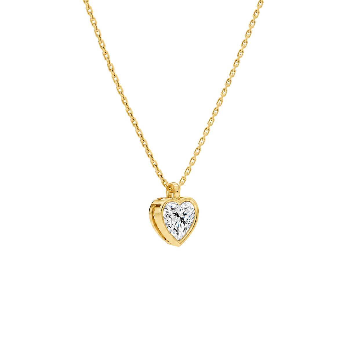 Stellaire Heart Bezel Solitaire Lab-Grown Diamond Pendant Necklace in 14K Yellow Gold, alternate product view