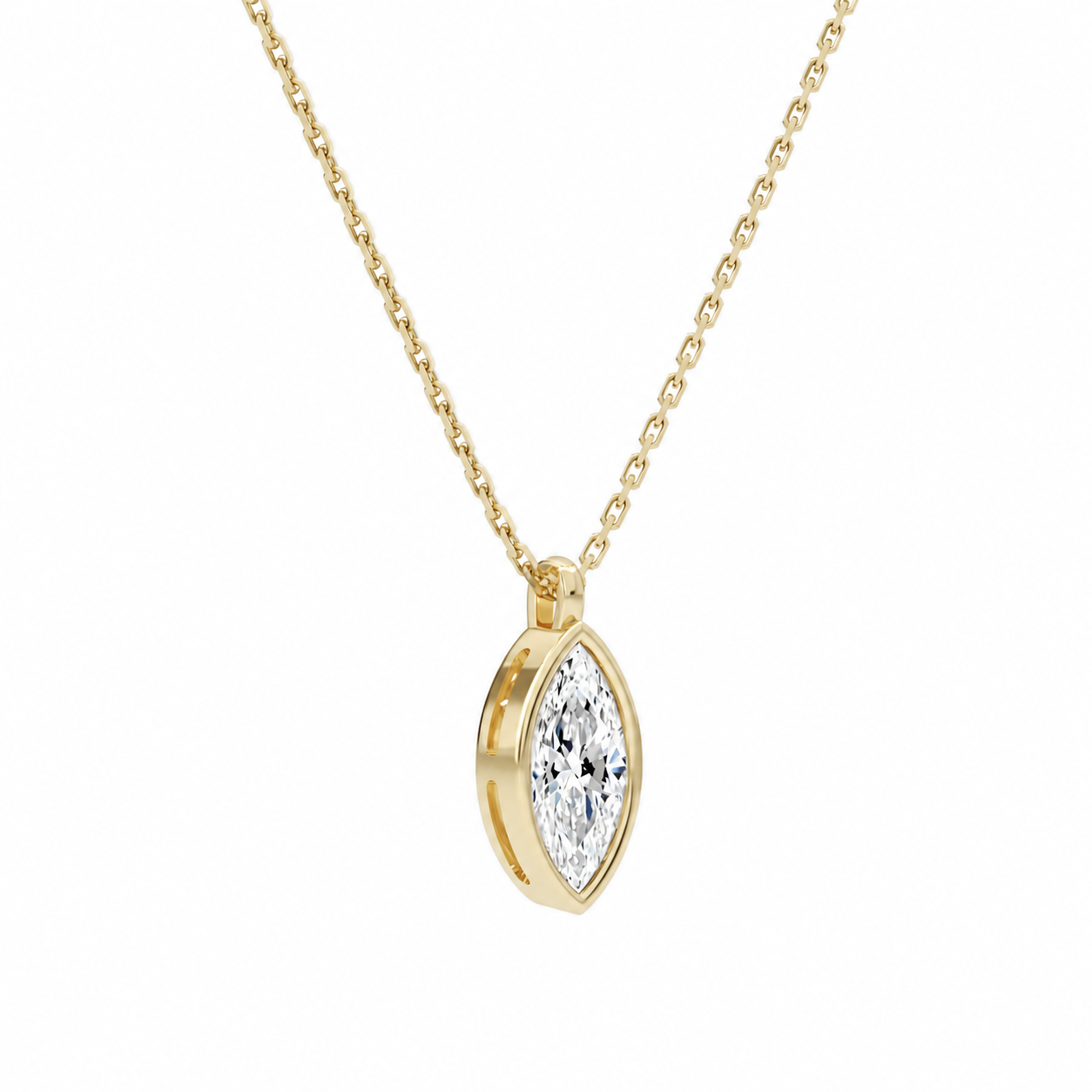 Stellaire Marquise Bezel Solitaire Diamond Pendant Necklace in 18K Yellow Gold second product view