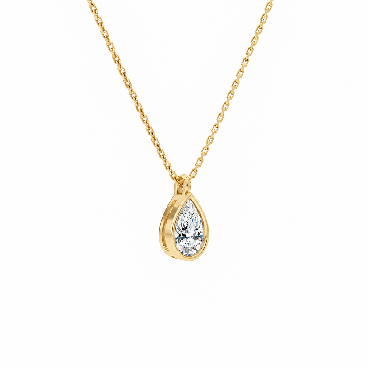 Stellaire Pear Bezel Solitaire Lab-Grown Diamond Pendant Necklace in 18K Yellow Gold, alternate product view